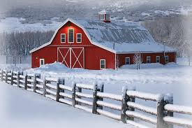 red winter barn