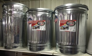 galvanized buckets trash cans